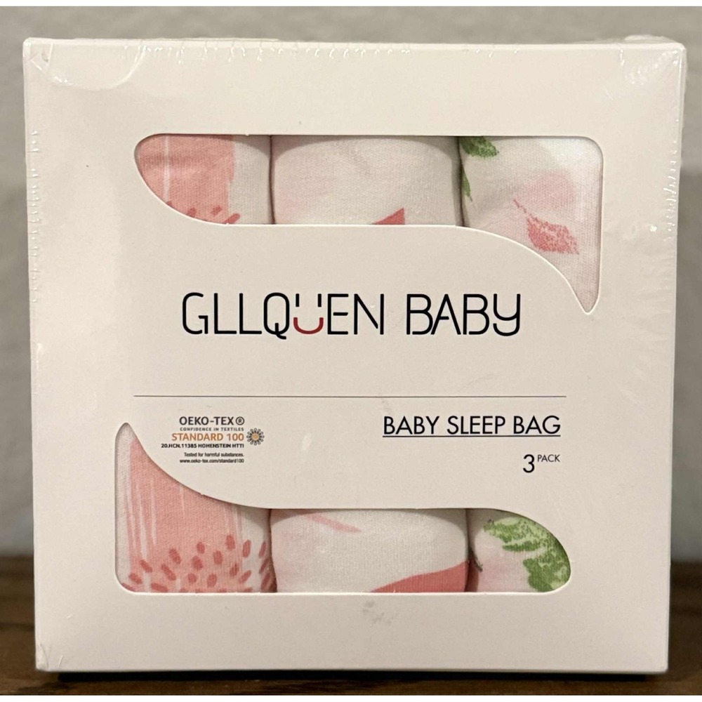 Gllquen BABY Sleep Bag Pack of 3 0-3 Months 100% Cotton Pink Flora Bloom